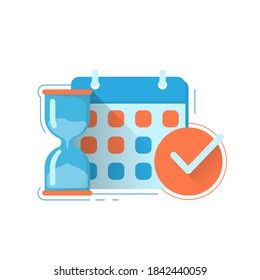 deadline date concept illustration flat design vector with calendar, hourglass. icon, info graphic, user interface, website, etc