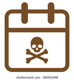 Deadline Date vector icon. Style is flat symbol, brown color, rounded angles, white background.