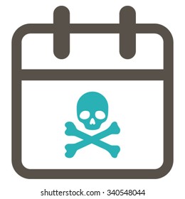 Deadline Date vector icon. Style is bicolor flat symbol, grey and cyan colors, rounded angles, white background.