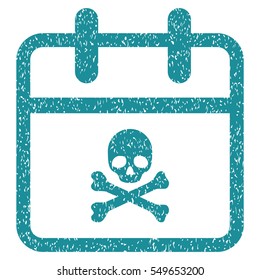 Deadline Day grainy textured icon for overlay watermark stamps. Flat symbol with dust texture. Dotted vector soft blue ink rubber seal stamp with grunge design on a white background.