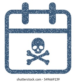 Deadline Day grainy textured icon for overlay watermark stamps. Flat symbol with dust texture. Dotted vector blue ink rubber seal stamp with grunge design on a white background.