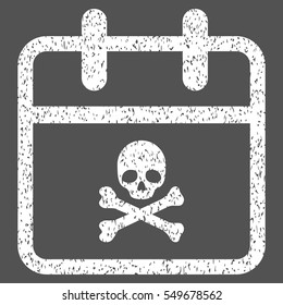 Deadline Day grainy textured icon for overlay watermark stamps. Flat symbol with dust texture. Dotted vector white ink rubber seal stamp with grunge design on a gray background.