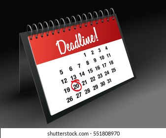 Deadline Day mark on calendar vector illustration