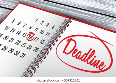 Deadline Day mark on calendar vector illustration