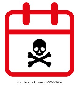 Deadline Day vector icon. Style is bicolor flat symbol, intensive red and black colors, rounded angles, white background.