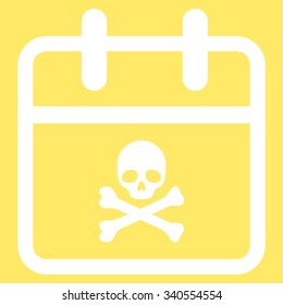 Deadline Day vector icon. Style is flat symbol, white color, rounded angles, yellow background.