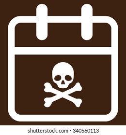 Deadline Day vector icon. Style is flat symbol, white color, rounded angles, brown background.