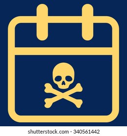 Deadline Day vector icon. Style is flat symbol, yellow color, rounded angles, blue background.