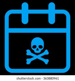 Deadline Day vector icon. Style is flat symbol, blue color, rounded angles, black background.