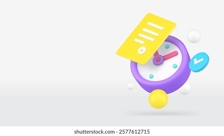 Deadline to do list reminder time management productivity banner copy space vector illustration. Efficiency work organization and planning job process optimization strategy workflow