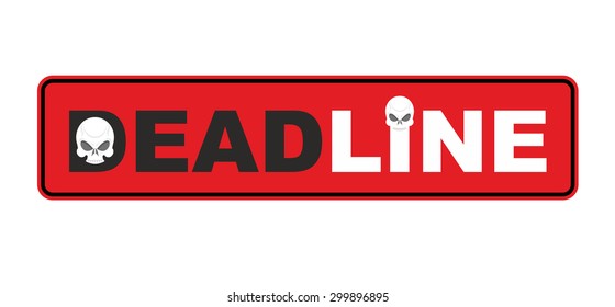 Deadline end of period. skull Sticker. Vector illustration
