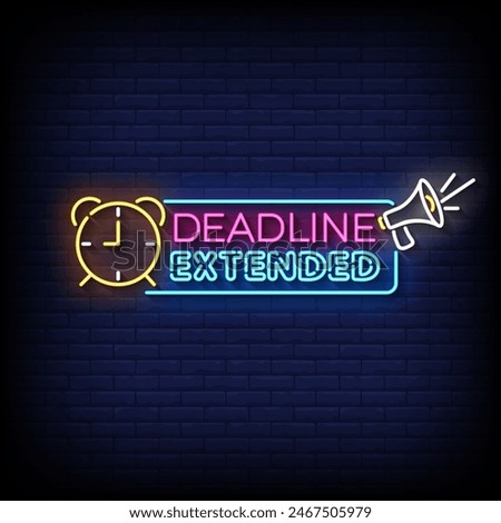 deadline extended neon Sign on brick wall background vector