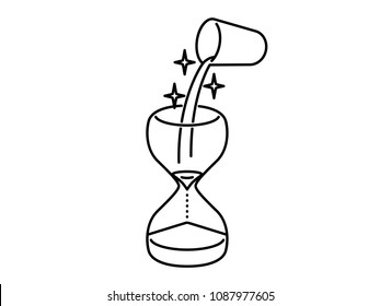 Deadline extended represented by pouring more sand into hourglass