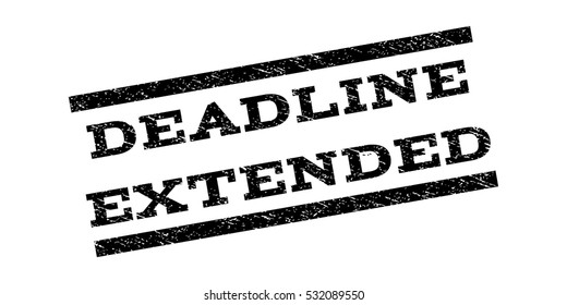 Deadline Extended watermark stamp. Text tag between parallel lines with grunge design style. Rubber seal stamp with unclean texture. Vector color ink imprint on a white background.