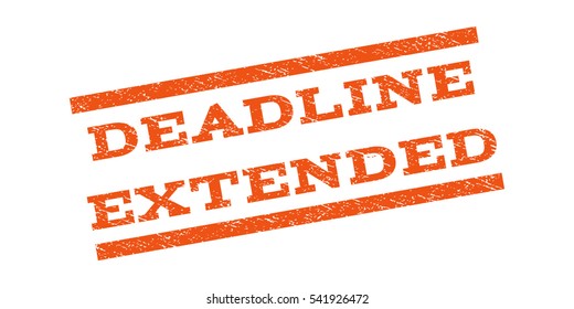 Deadline Extended watermark stamp. Text tag between parallel lines with grunge design style. Rubber seal stamp with scratched texture. Vector color ink imprint on a white background.