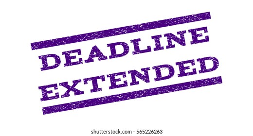 Deadline Extended watermark stamp. Text tag between parallel lines with grunge design style. Rubber seal stamp with dirty texture. Vector color ink imprint on a white background.