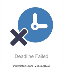 Deadline Failed and tired icon concept