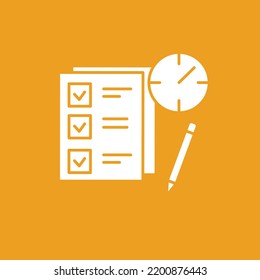 Deadline Glyph Icon. Complete Tasks At The Right Time. Homework. Skills Are Improving. Learning Concept. Filled Flat Sign. Isolated Silhouette Vector Illustration 