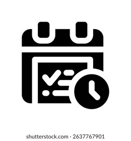 deadline glyph icon. Strong and solid vector icon for websites, mobile interfaces, presentations, and visual branding. High quality and easy to edit.