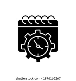 Deadline glyph icon. Vector fill black illustration.