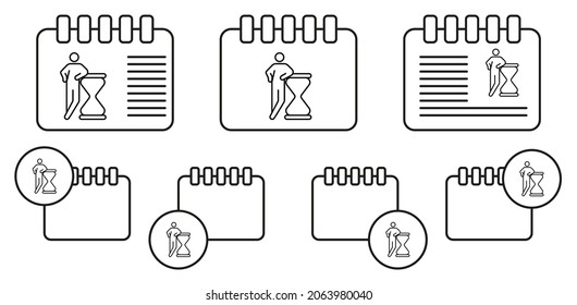 Deadline, hourglass vector icon in calender set illustration for ui and ux, website or mobile application