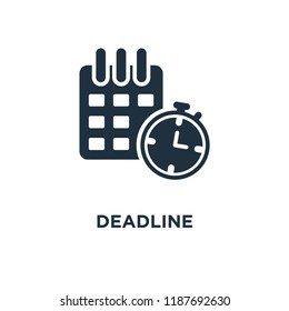 Deadline icon. Black filled vector illustration. Deadline symbol on white background. Can be used in web and mobile.