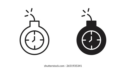 Icono de fecha límite. Versiones planas y de trazo. Elementos gráficos.