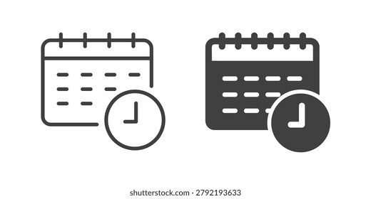 Deadline icon. Line and glyph solid icon