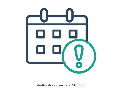 Deadline icon. line icon style. calendar with warning. icon related to efficiency. productivity elements vector illustration