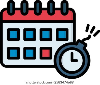 Deadline Icon Lineal Color Vector Illustration