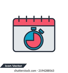 deadline icon logo vector illustration. calendar with stopwatch symbol template for graphic and web design collection
