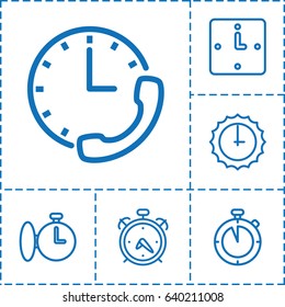 Deadline icon. set of 6 deadline outline icons such as alarm, wall clock, sundial