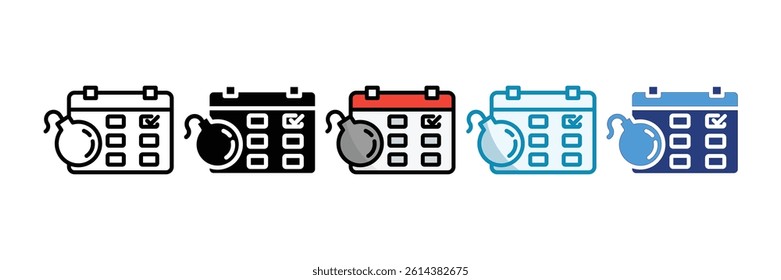 Deadline Icon Set Multiple Style Collection