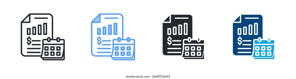 Deadline Icon Set Multiple Style. Design In Outline, Blue, Glyph, Dualtone
