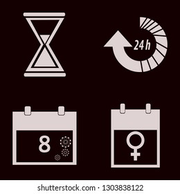 deadline icon set with update hours, march calendar and hourglass vector illustration