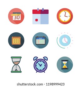 deadline icon set. vector set about alarm clock, clock, hourglass and calendar icons set.