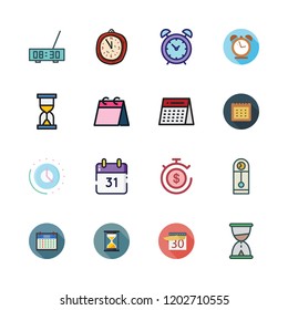deadline icon set. vector set about time, weekly calendar, hourglass and calendar icons set.