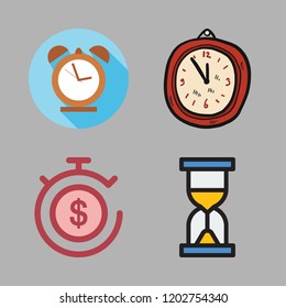 deadline icon set. vector set about alarm clock, timer, hourglass and clock icons set.