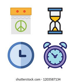 deadline icon set. vector set about alarm clock, clock, calendar and hourglass icons set.