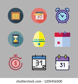 deadline icon set. vector set about hourglass, alarm clock, calendar and timer icons set.