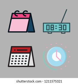 deadline icon set. vector set about weekly calendar, alarm clock, time and calendar icons set.