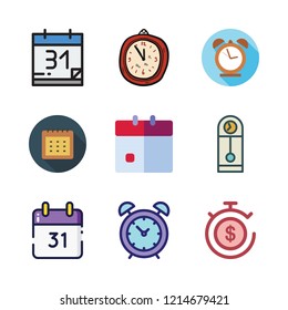 deadline icon set. vector set about timer, clock, alarm clock and calendar icons set.