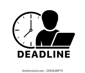 Deadline icon. Silhouette style. Vector icon.