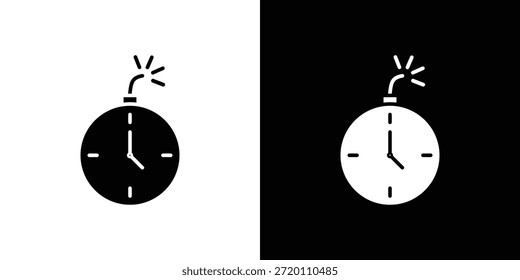 Icono de fecha límite ilustraciones gráficas planas simples. Vector de silueta blanco y negro