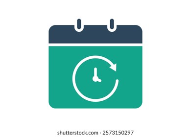 Deadline icon. solid icon style. calendar with arrow. icon related to time and date. time elements vector illustration