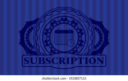 deadline icon and Subscription text Blue color badge. Bars chic background. Artistic illustration. 