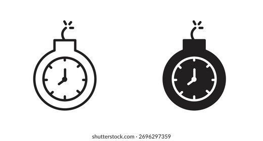 Icono de fecha límite en trazo fino y estilo plano.