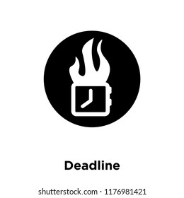 Deadline icon vector isolated on white background, logo concept of Deadline sign on transparent background, filled black symbol