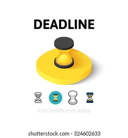 Deadline icon, vector symbol in flat, outline and isometric style