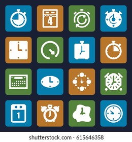 Deadline icons set. set of 16 deadline filled icons such as clock, wall clock, 1st day calendar, calendar, 4th date calendar, alarm, stopwatch